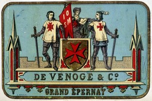 Werbeetikett von „Venoge - Grand Epernay“ (Ritter von Malta). 19. Jahrhundert