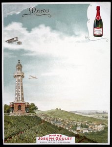Werbung der Marke „Joseph Goulet - Verzenay - Grand cru de la Champagne“
