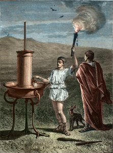 Aeneas Tacticus oder der Taktiker erfindet das Phasensignalsystem 336 v. Chr. - Enee le Taccien - Aeneas der Taktiker erfindet die Kunst der phrasischen Signale im Jahr 336 v. Chr. von Unknown artist