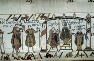 Nach dem Tod von Eduard dem Bekenner wurde Harold 1066 zum König gekrönt (Detail) von Unknown artist