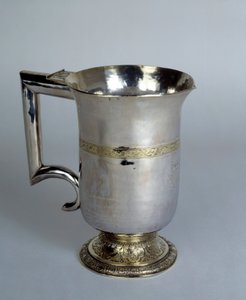 Aiguiere mit geradem Griff aus Silber und Gold. 17. Jahrhundert Paris, dekorative Künste