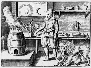 Alchemie - La flamamme - Gravur von 1659 in „L