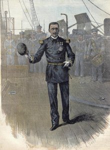 Alfred Albert Gervais (1837 - 1921), französischer Admiral, Chef des Marinepersonals 1892. Gravur von 1892