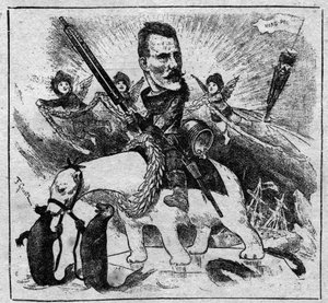 Allegorie auf die Rückkehr von Fridtjof Nansen (1861-1930) vom Nordpol - Gravur von 1897
