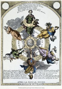 Almanach de vilage „Nach dem Krieg, Frieden, nach dem Frieden, Krieg“: Schrank gehalten auf dem Land und entworfen in einem Sinn von sanfter Philosophie, um in den Massen den Geist der Resignation angesichts der Nöte der Zeit zu wecken - 17. Jahrhundert