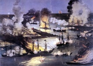 Amerikanischer Bürgerkrieg (1861 - 1865): Seeschlacht über den Mississippi von Unknown artist