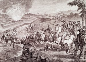 Amerikanischer Unabhängigkeitskrieg: Belagerung von Pensacola und Sieg der spanischen Armee (19. Jahrhundert Gravur)