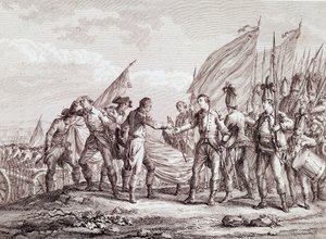 Amerikanischer Unabhängigkeitskrieg: Kapitulation von General Burgoyne in Saratoga von Unknown artist