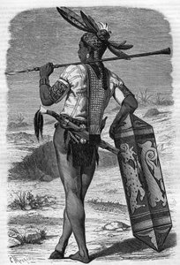 Ein indigener Dayak-Bewohner von Sarawak, Malaysia im 19. Jahrhundert im „Journal de la jeunesse“ von 1888 von Unknown artist