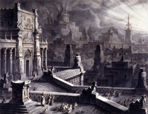 Antike Stadt Persepolis im persischen Achämenidenreich, gegründet von Darios I. im 6. Jahrhundert v. Chr. Sie wurde 331 v. Chr. von Alexander dem Großen geplündert und niedergebrannt. Illustration aus dem 19. Jahrhundert. von Unknown artist