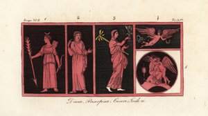 Antike Göttinnen Diana 1, Proserpina 2, Ceres 3, Iris 4, Venus und Amor 5 von Unknown artist