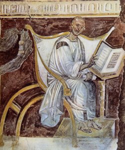Anonym (um das 6. Jahrhundert). Das älteste Porträt von Augustinus (354 - 430). Rom. Palazzo Lateranense, Scala Santa (Heilige Treppe). Faksimile