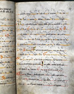 Antiphonar-Seite aus dem 12. Jahrhundert. Barcelona, Monistrol de Montserrat. Kloster Montserrat