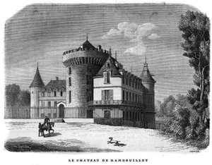 Architektur: Außenansicht des Schlosses von Rambouillet (14.-15. Jahrhundert, im Laufe des Jahrhunderts umgestaltet).