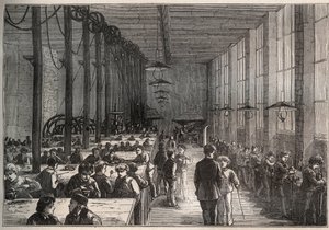 Eisenwerkstatt - Städtische Lehrlingsschule am Boulevard de la Villette in Paris im Jahr 1875 - Gravur