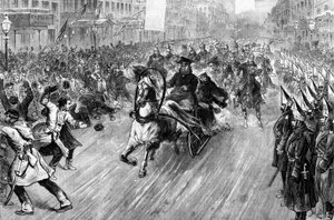 Attentat auf Zar Alexander II. (1818 - 1881) in St. Petersburg im Jahr 1881. Illustration aus dem 19. Jahrhundert von Unknown artist