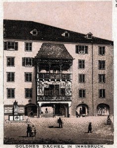 Tirol, Österreich: Blick vom Balkon des Goldenen Dachls in Innsbruck in „Die Welt illustriert 168 Ansichten“ (Ende des 19. Jahrhunderts) von Unknown artist