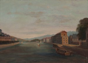 Ufer der Isère in Grenoble 1864