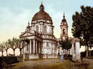 Basilika della Superga (Basilika von Superga) in Turin (Torino) in Italien im Jahr 1890