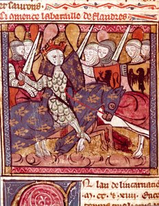 Schlacht von Flandern. Miniatur aus „Grandes Chroniques de France“ 1375-1379 Städtische Bibliothek, Castres