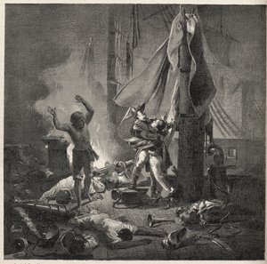 Schlacht am Nil - Schlacht von Aboukir - Tod von Luce und Giocante de Casabianca (Luc-Julien-Joseph Casabianca) von Unknown artist