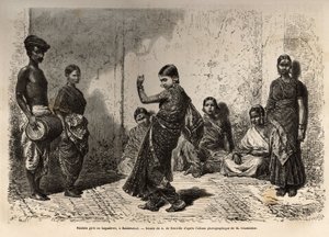 Bayaderes (oder Devadasi), ursprünglich Dienerinnen der Gottheiten, diese jungen Mädchen, die einem Tempel geweiht waren, erhielten eine gewisse Ausbildung, insbesondere die Beherrschung des Tanzes und genossen bestimmte Privilegien, aber ihr Status entwi