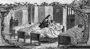 Bernadette Soubirous (1844-1879) im Kleid einer Nonne, die Kranke pflegt