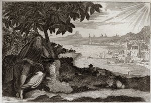 Bibel von Royaumont, Altes Testament: Efeu verdorrt. Gott zeigt seinem Propheten Jonas anhand eines anschaulichen Beispiels, wie sehr er die Menschen liebt und wie viel Schmerz er empfindet, wenn er sie bestrafen muss. Illustration von 1811.
