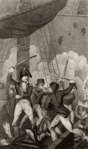 Blackbeard entert die Pearl, kommandiert von Leutnant Maynard von Unknown artist