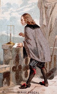 Blaise Pascal (1623 - 1662) vor einem Barometer
