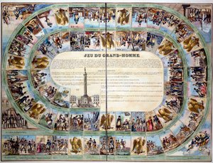 Brettspiele: Brett des „Spiels des großen Mannes“, Modell des Gänsespiels zu Ehren von Kaiser Napoleon I.