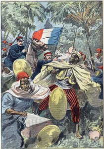 Gefangennahme von Samory Toure (circa 1830-1900), sudanesischer Führer und Gegner der französischen Kolonisation in Afrika, durch Hauptmann Gouraud und Leutnant Jacquin. Sudan von Unknown artist