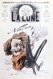Karikatur von Nadar (1820 - 1910) Aeronaut. Umschlag von "Der Mond" vom 2.06.1867