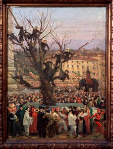 Karnevalsszene in den Straßen von Rom. Anonymes Gemälde. 19. Jahrhundert Rom, Museo del Folklore