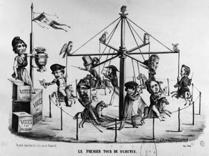 Karikatur zur ersten Runde der Präsidentschaftswahlen von 1848. Louis-Napoleon Bonaparte symbolisiert mit dem Adler von Unknown artist