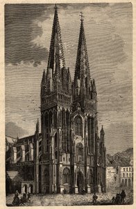 Kathedrale Saint-Corentin von Quimper - Gravur in „PATRIE - BESCHREIBUNG DER MALERISCHEN FRANKREICH IN 6 BÄNDEN“ von Lucien Huard - Ende des 19. Jahrhunderts von Unknown artist