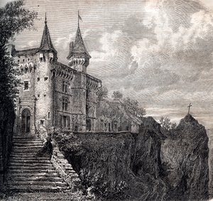 Schloss La Rochelambert in Saint Paulien - Haute-Loire - Auvergne-Rhône-Alpes - Gravur um 1867