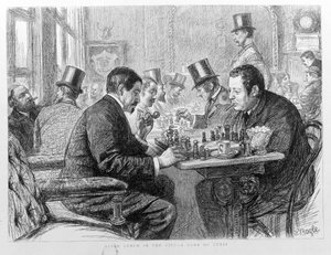 Schachspieler in der Stadt London im Jahr 1890