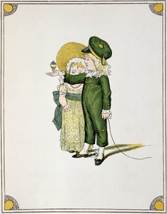 Kinder spielen mit dem Kreisel - Zeichnung von Unknown artist