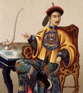 Chinesischer Aristokrat sitzt und raucht Opium - 19. Jahrhundert von Unknown artist