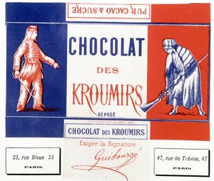 Schokolade der Kroumirs. Werbeetikett von Unknown artist
