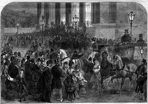 Weihnachtsmesse um Mitternacht in der Kirche Madeleine in Paris im Jahr 1873.