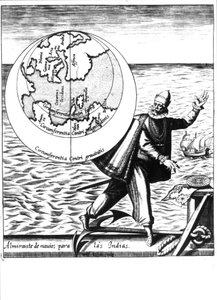 Christoph Kolumbus - in „Nova Tipus Transacto Navigatio Novi Orbi“ von Philoponus Honorius von Unknown artist