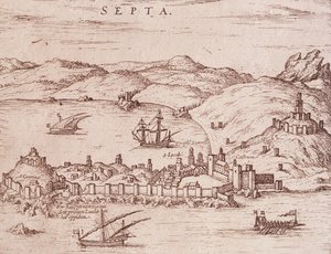 Stadt Septa (Ceuta) im frühen 17. Jahrhundert, Gravur, Marokko