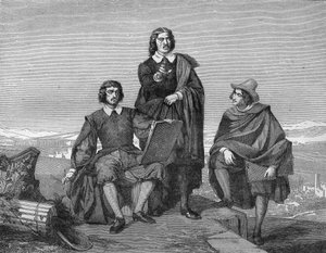 Claude Lorrain, Nicolas Poussin und Gaspard Dughet (der Guaspre Poussin) in der römischen Region. Gravur des 19. Jahrhunderts