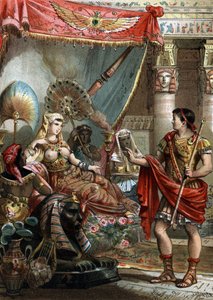 Kleopatra (69-30 v. Chr.), Königin von Ägypten. Mit Marcus Antonius (83-30 v. Chr.), Gravur von 1881 von Unknown artist