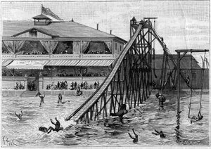 Achterbahn in Bridgeport, Connecticut, USA. in „La Nature. Revue der Wissenschaften und ihrer Anwendungen in Kunst und Industrie.“ 1888