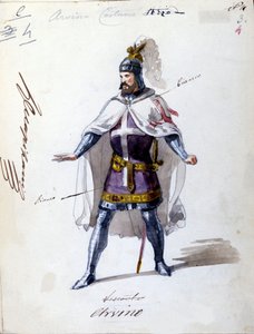 Kostüm für die Oper „I Lombardi“ oder „Die Lombarden auf dem ersten Kreuzzug“ komponiert von Giuseppe Verdi (1813-1901) im Jahr 1843. Anonyme Aquarellzeichnung. Alvino-Charakter für die Aufführung an der Scala in Mailand von Unknown artist