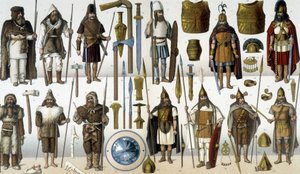 Kostüme, Rüstungen und Waffen barbarischer Krieger