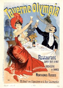 Paar stößt mit Champagner an - Werbeplakat für die Taverne Olympia, von Jules Chéret, späte 19. Jahrhundert von Unknown artist